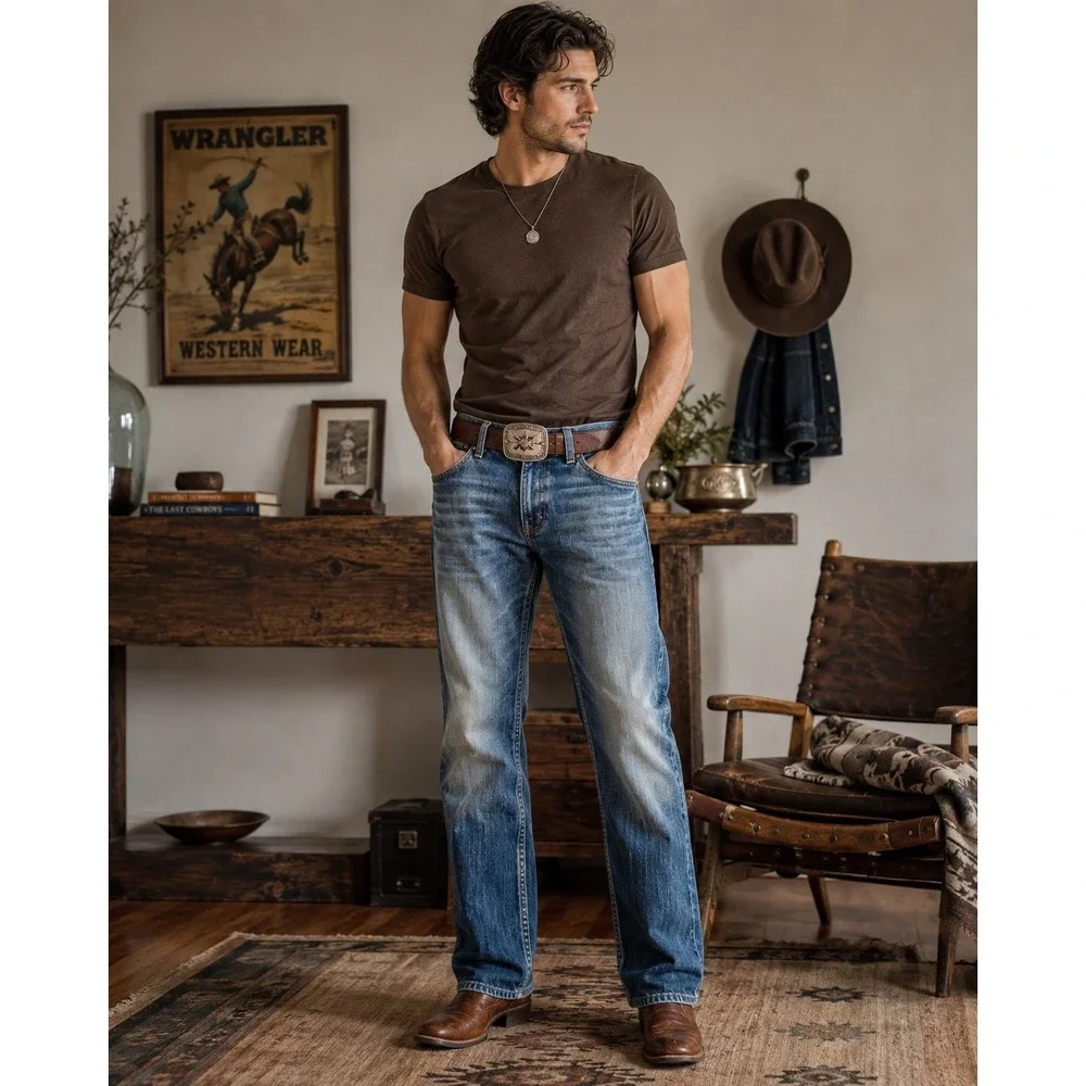 Wrangler Retro Relaxed Fit Bootcut Jeans Mens 31x29 Medium Wash Denim